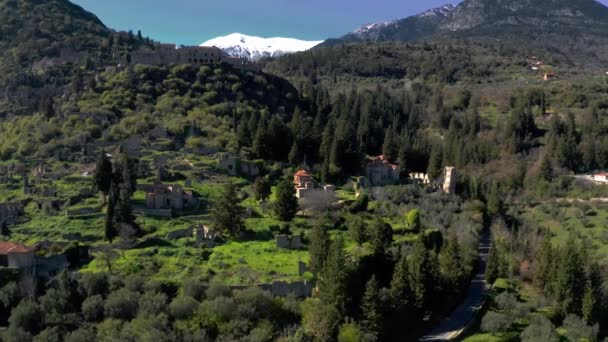 Aerial Ancient Mystras Peloponnes Grèce Version Graduée Stabilisée — Video