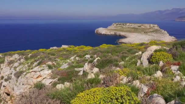 Aerial Cabo Tigani Peloponnes Grécia Versão Graduada Estabilizada — Vídeo de Stock