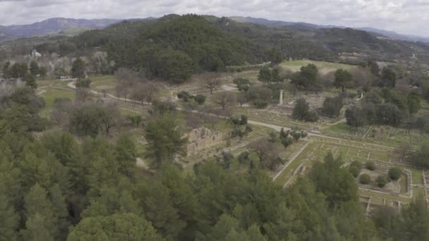 Aerial Ancient Olympia Peloponnes Greece — Stock Video