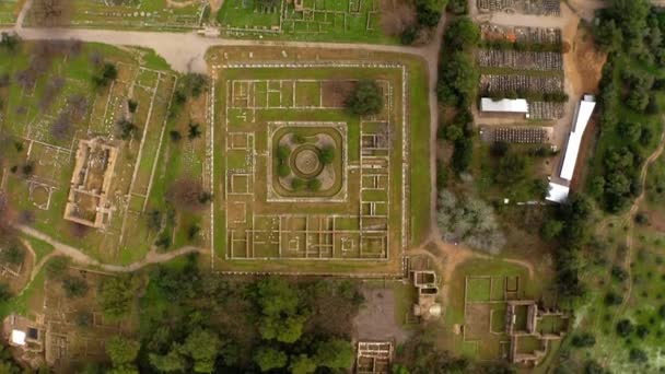 Aerial Ancient Olympia Peloponnes Greece — Stock Video