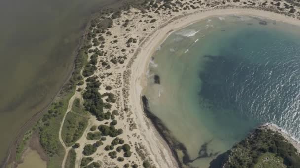 Aerial Voidokilia Beach Πελοπόννησος Ελλάδα — Αρχείο Βίντεο