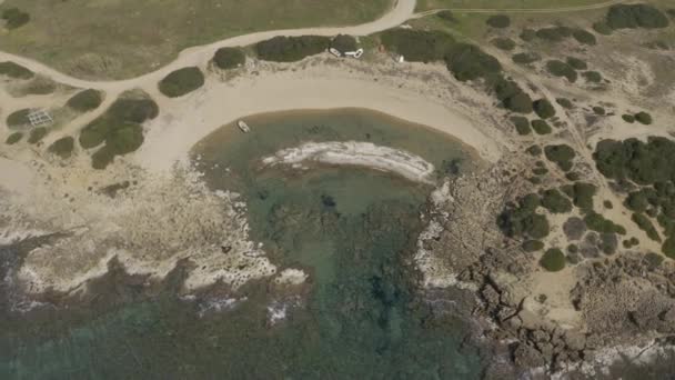 Aerial Παραλία Ρωμανός Πελοπόννησος Ελλάδα — Αρχείο Βίντεο