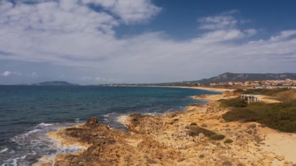 Aerial Παραλία Ρωμανός Πελοπόννησος Ελλάδα — Αρχείο Βίντεο