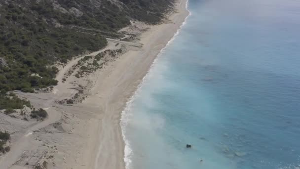 希腊Lefkada Gialos海滩 Aerial — 图库视频影像