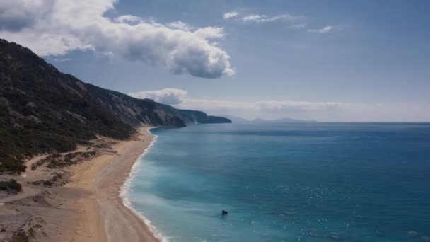 Aerial Gialos Beach Lefkada Greece分级和稳定版本 — 图库视频影像