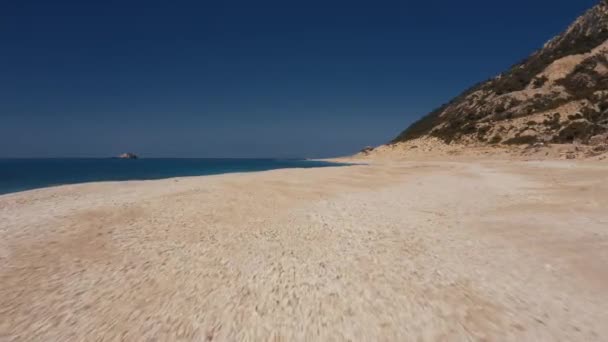 Aerial Gialos Beach Lefkada Greece Классифицированная Стабилизированная Версия — стоковое видео