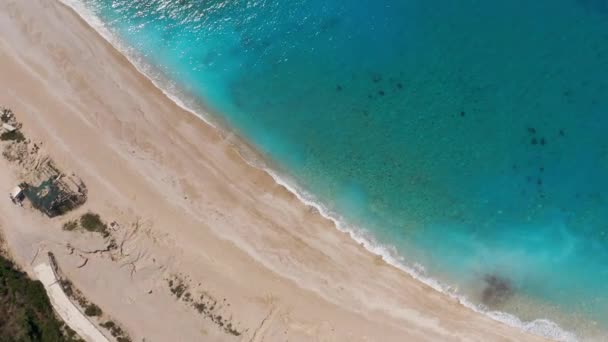 Aerial Gialos Beach Lefkada Řecko Stupeň Stabilizovaná Verze — Stock video