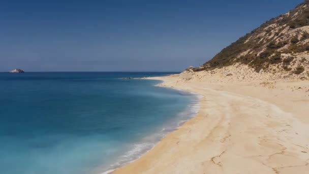 Aerial Gialos Beach Lefkada Grekland Graderad Och Stabiliserad Version — Stockvideo