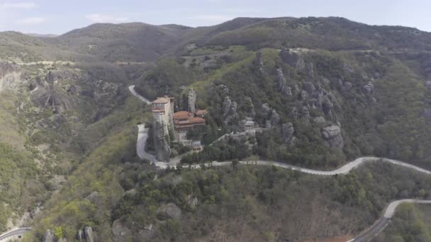 Воздушный Монастыри Метеора Греция — стоковое видео