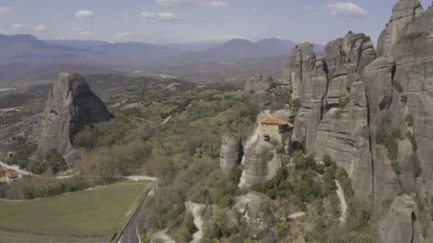 Aérea Monasterios Meteora Grecia — Vídeos de Stock