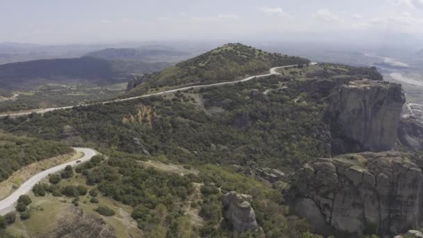 Aerial Meteora Monasteries Grécia — Vídeo de Stock