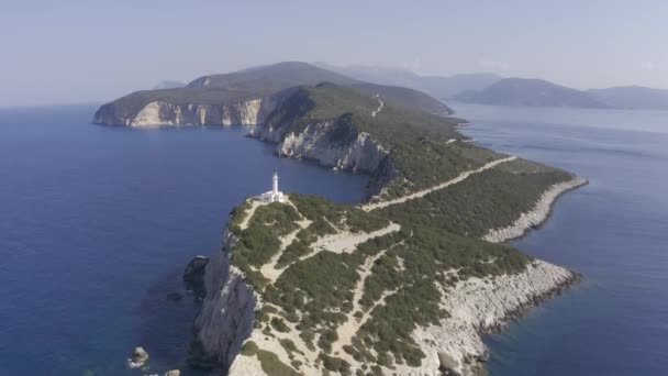 Αεροφωτογραφία Φάρος Στο Ακρωτήριο Λευκάδας Ελλάδα — Αρχείο Βίντεο