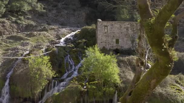 Aerial Souli Mills Waterfalls Epirus Greece — Stock Video