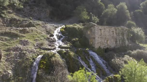 Aerial Souli Mills Waterfalls Epiro Grecia — Vídeos de Stock