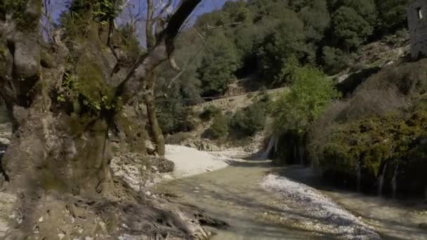 Aerial Souli Mills Waterfalls Эпир Греция — стоковое видео