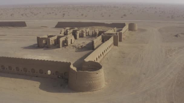 Aerial Caravanserai Maranjab Desert Iran — Stok video