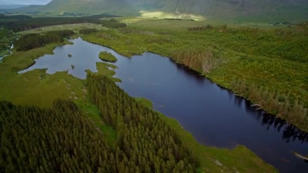 Aerial View Tawnyard Lough County Mayo Ireland — стокове відео
