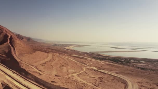 约旦死海山脉的空中景观 — 图库视频影像