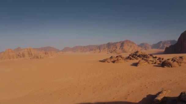 Schöne Luftaufnahme Berühmtes Wadi Rum Von Oben Jordanien — Stockvideo