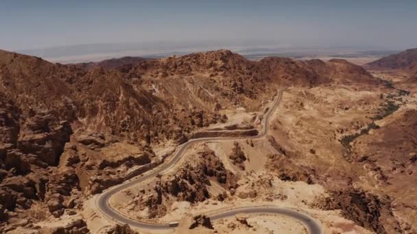 Hermosa Vista Aérea Camino Montaña Tafilah Jordania — Vídeos de Stock