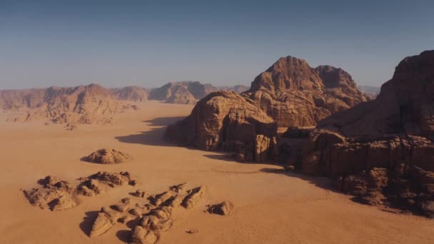Прекрасный Вид Воздуха Знаменитый Ром Вади Сверху Иордания — стоковое видео