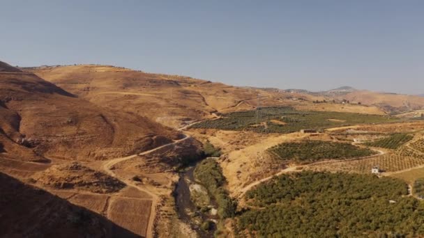 Vzduch Podél Řeky Nahr Zarqa Jordánsku — Stock video