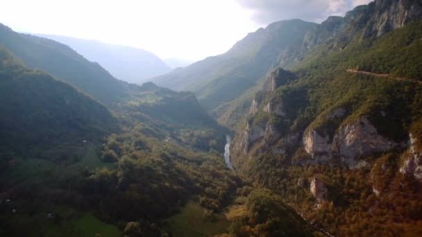 Beautiful Aerial View Tara River Canyon Montenegro — Stockvideo