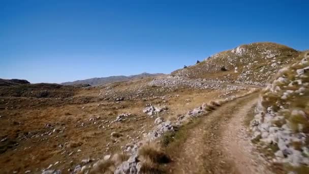 Aerial View Mountainous Stony Fields Montenegro — Video