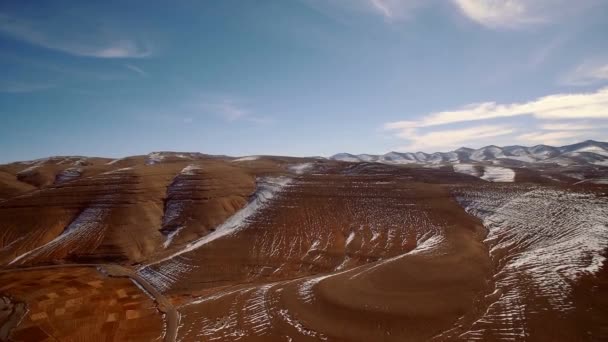 Antény Zasněžené Hory Krajina Kolem Agoudal Maroko — Stock video