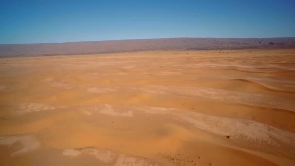 Aerial View Drone Flying Sahara Dunes Erg Chigaga Morocco — Stock videók