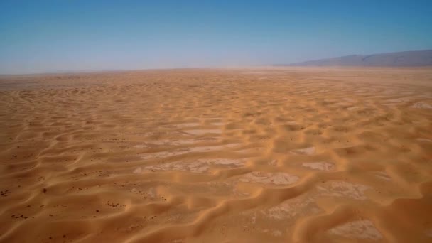 Aerial View Drone Flying Sahara Dunes Erg Chigaga Morocco Royalty Free Stock Footage