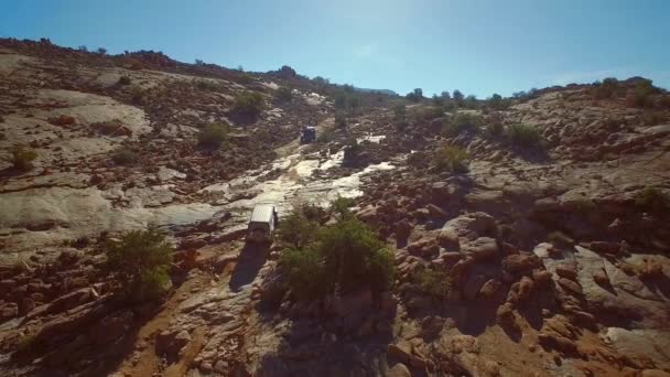 Aerial Drone View Offroad Fun Blue Painted Rocks Valle Tafraoute — Stock video