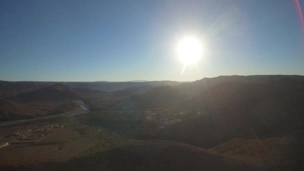 Aerial Drone View Mountainous Landscape Taliouine Morocco — стоковое видео