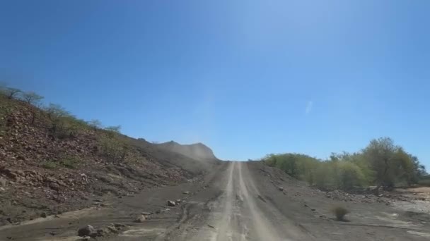 Rear View Drive Namibia Savanna — Vídeos de Stock