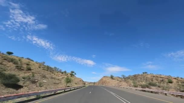 Conducir Por Carretera Asfaltada Hacia Windhoek Namibia — Vídeo de stock