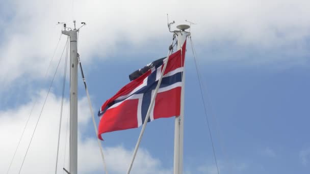Norwegische Flagge Abgestufte Und Stabilisierte Version Achten Sie Auch Auf — Stockvideo