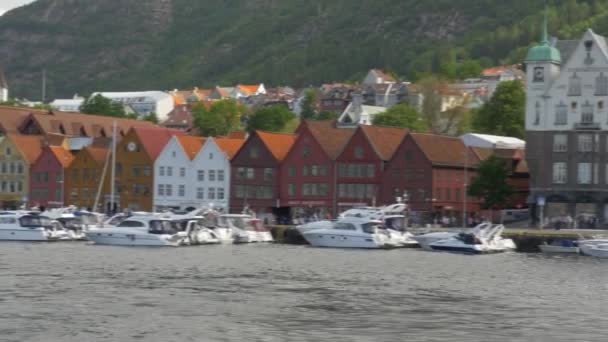Bergen Noruega Vista Panorámica Del Hermoso Puerto — Vídeo de stock