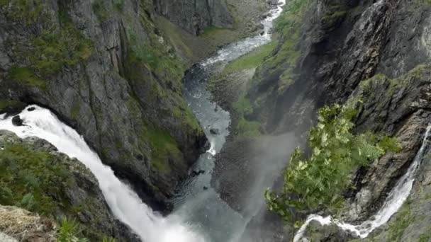 Gorge Voringsfossen Waterfall Norway — Stockvideo