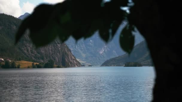 Γραφικό Τοπίο Της Λίμνης Στη Νορβηγία — Αρχείο Βίντεο