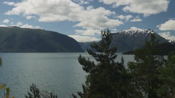Beautiful Pan Sognefjord Norway — 비디오