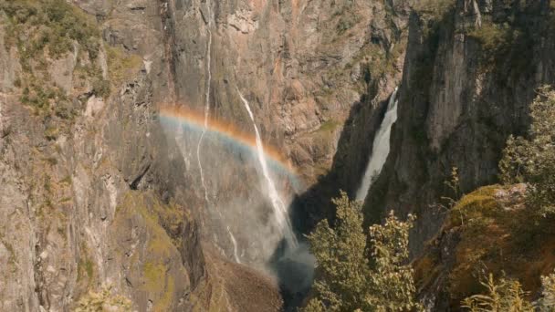Gorge Voringsfossen Waterfall Norway — Stock video