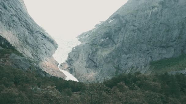 Brikdalsbreen Buzulu Norveç Notlandırıldı Sabitlendi Ayrıca Yerli Malzemelere Dikkat Edin — Stok video