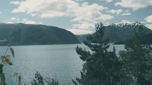 Вид Норвежские Фьорды Стабилизированная Стабилизированная Версия Следите Родным Материалом Прямо — стоковое видео