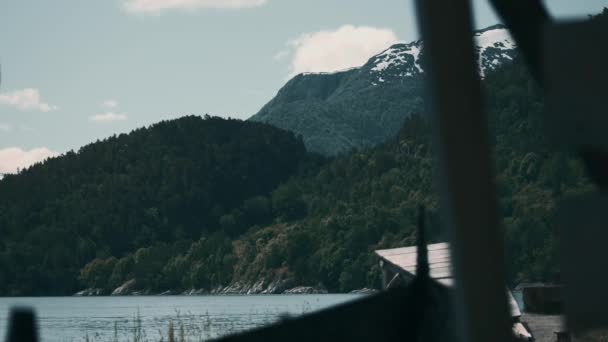 Cais Pequenos Bonitos Fiorde Noruega — Vídeo de Stock