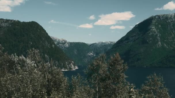 Вид Норвежские Фьорды Стабилизированная Стабилизированная Версия Следите Родным Материалом Прямо — стоковое видео
