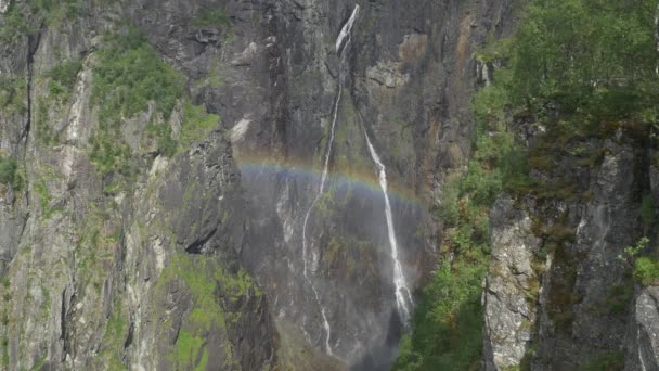 Gorge Voringsfossen Waterfall Norway — стоковое видео