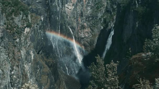Gorge Voringsfossen Waterfall Norway — 비디오