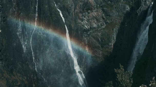 Gorge Voringsfossen Waterfall Norway — Stok video