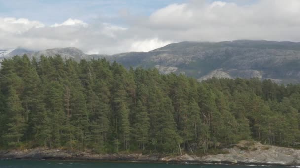 Kustlijn Boottocht Noorse Fjorden Graded Gestabiliseerde Versie Kijk Ook Naar — Stockvideo