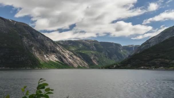 Zeitraffer Blick Auf Den Hardangerfjord Norwegen — Stockvideo